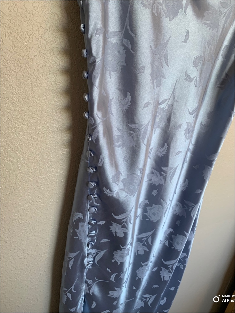 Lulus XL All About You Slate Blue Floral Jacquard Satin Midi Dress NWT FLAW - Picture 5 of 17